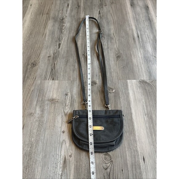 Baggallini Mini Crossbody Belt Bag Purse Travel Pouch ID & Zip Pockets Gray - Picture 7 of 9